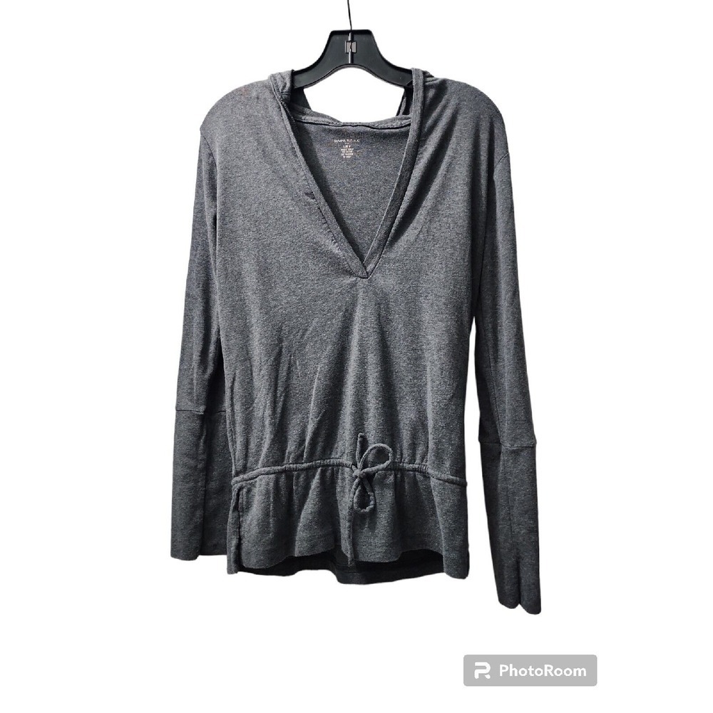 Banana Republic Hoodie‎ V-Neck Drawstring Long Sleeve Gray Top Size M